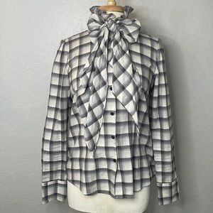 Plaid High Neck Blouse